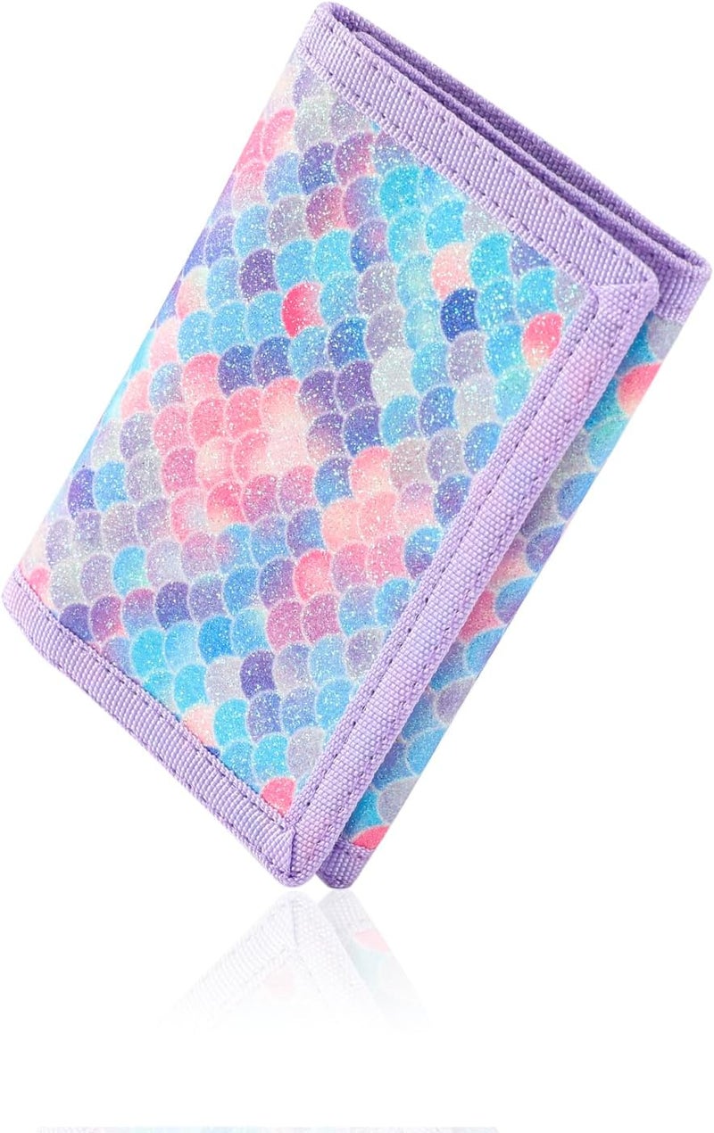 Nitort Wallet,RFID Trifold Canvas Outdoor Sports Wallets for Kid,Lovely and Novelty Wallet with Zipper for Kids- Front Pocket Wallet with Magic Sticker(Rainbow Bling KW03) - Image 5